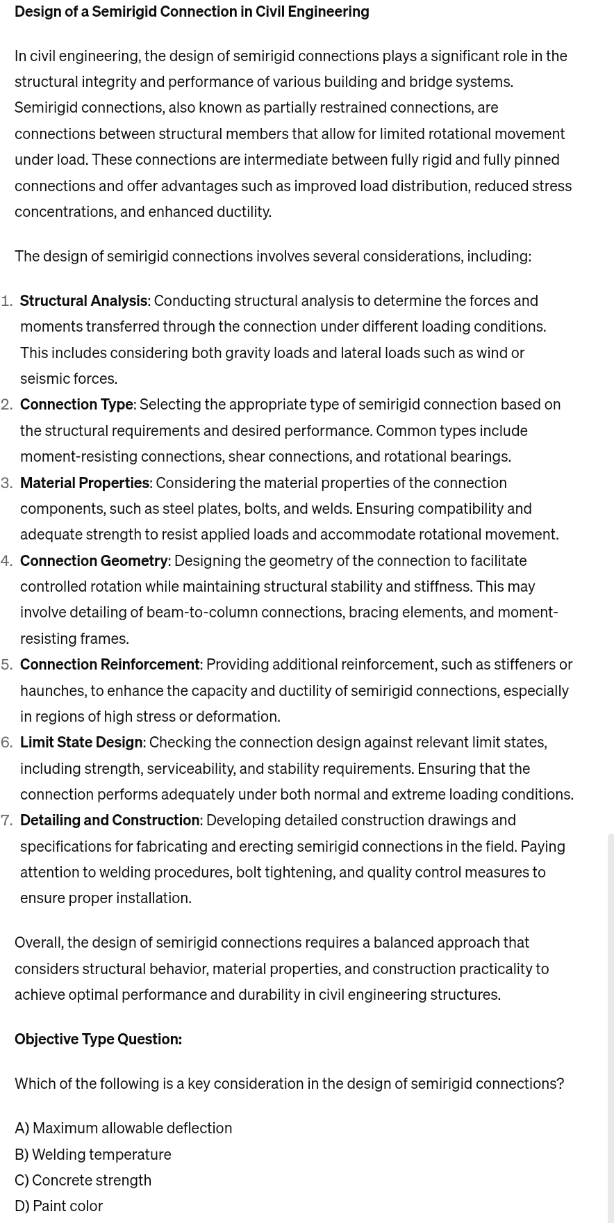 Design of a Semirigid Connection in Civil