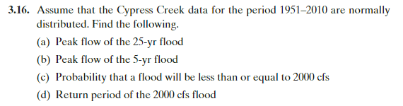 3 . 1 6 . Assume that the Cypress Creek data for