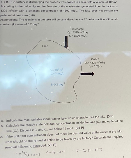 ( 4 5 P ) A factory is discharging the process