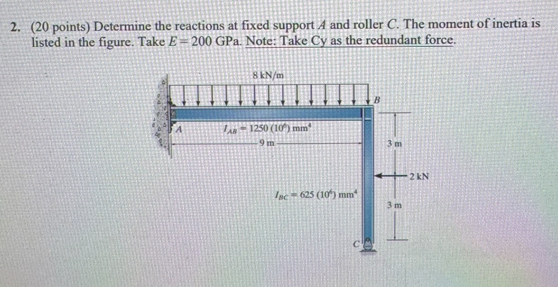 ( 2 0 points ) Determine the reactions at fixed
