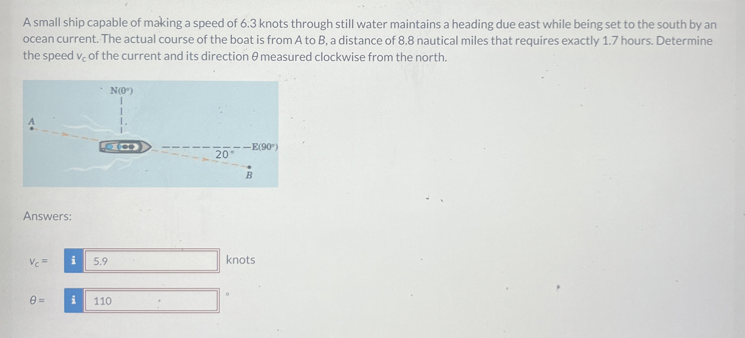 A small ship capable of making a speed of 6 . 3