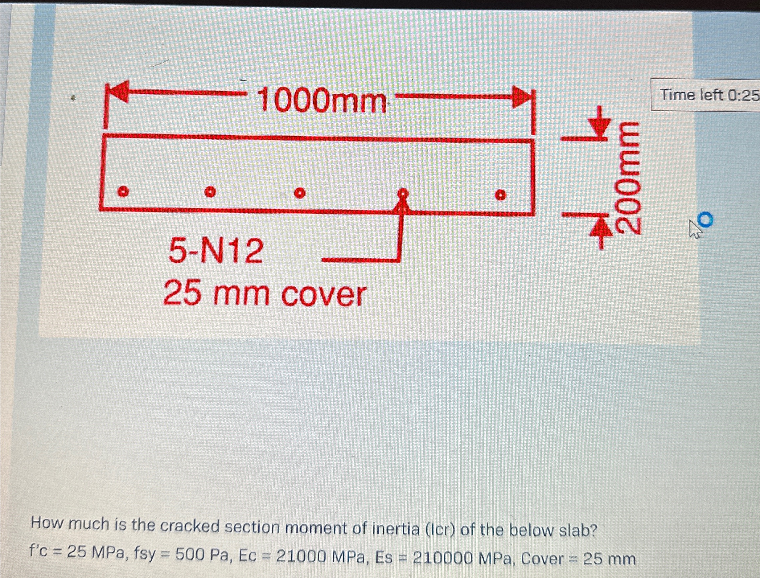 How much is the cracked section moment of inertia