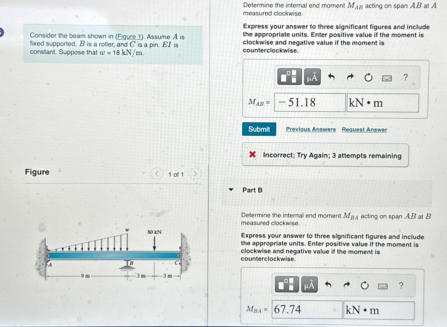 Determine the internal end moment M A B acting on
