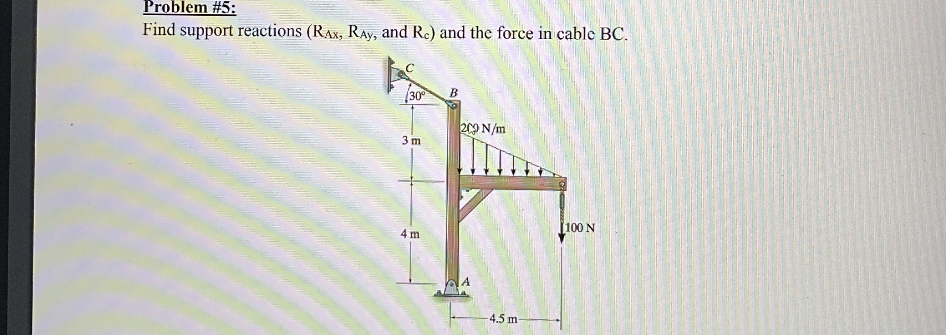 Problem # 5 : Find support reactions ( R A x , R