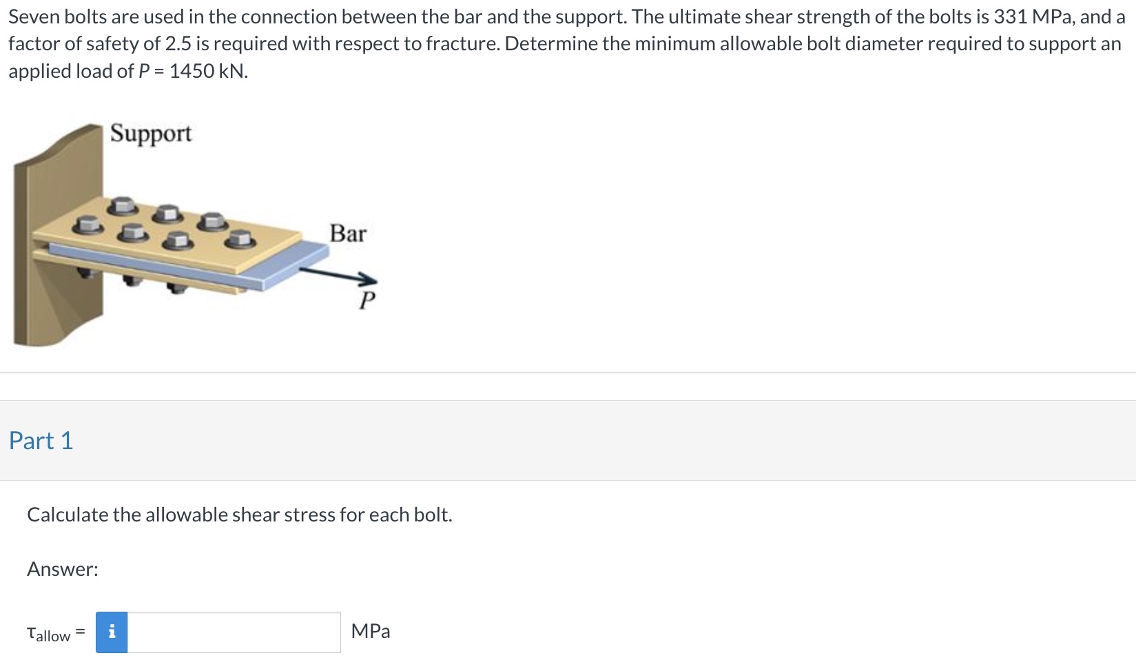 Seven bolts are used in the connection between