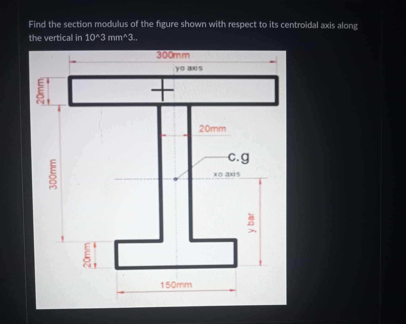Find the section modulus of the figure shown with