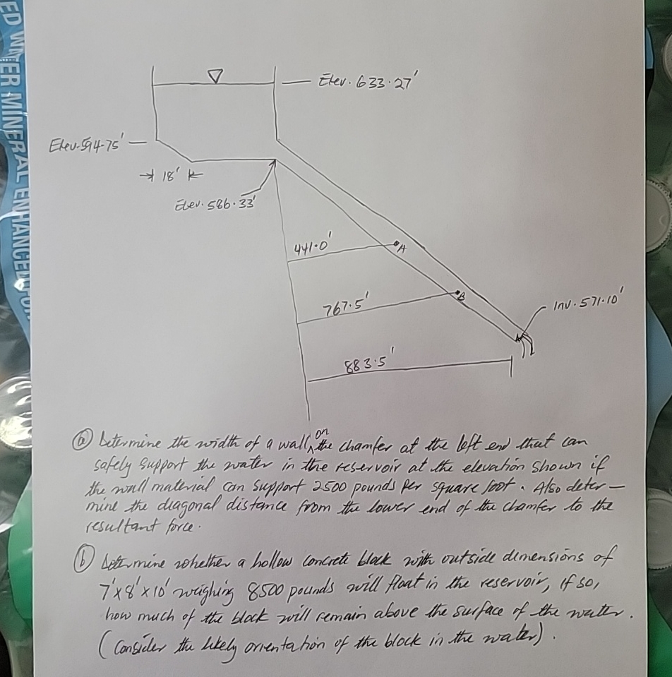 ( a ) Letermine the width of a wall 1 the chamfer