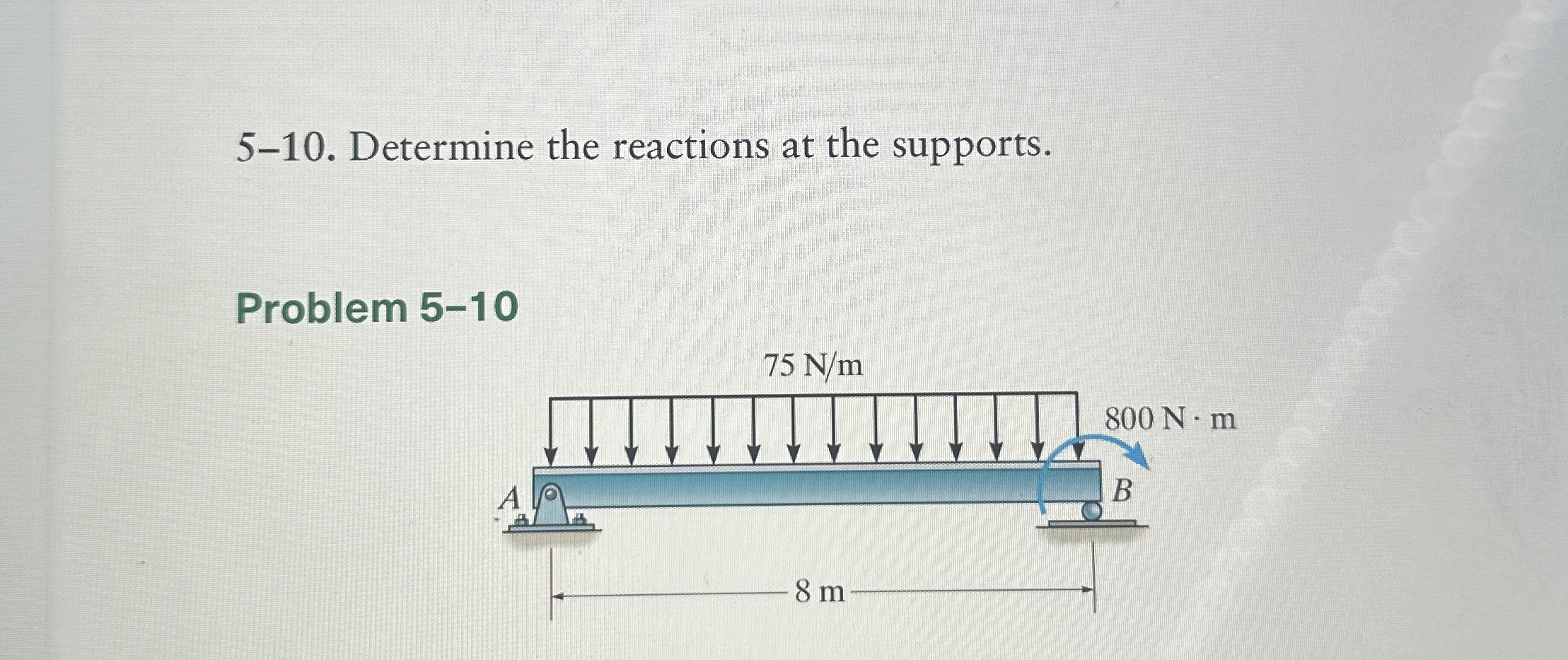 5 - 1 0 . Determine the reactions at the
