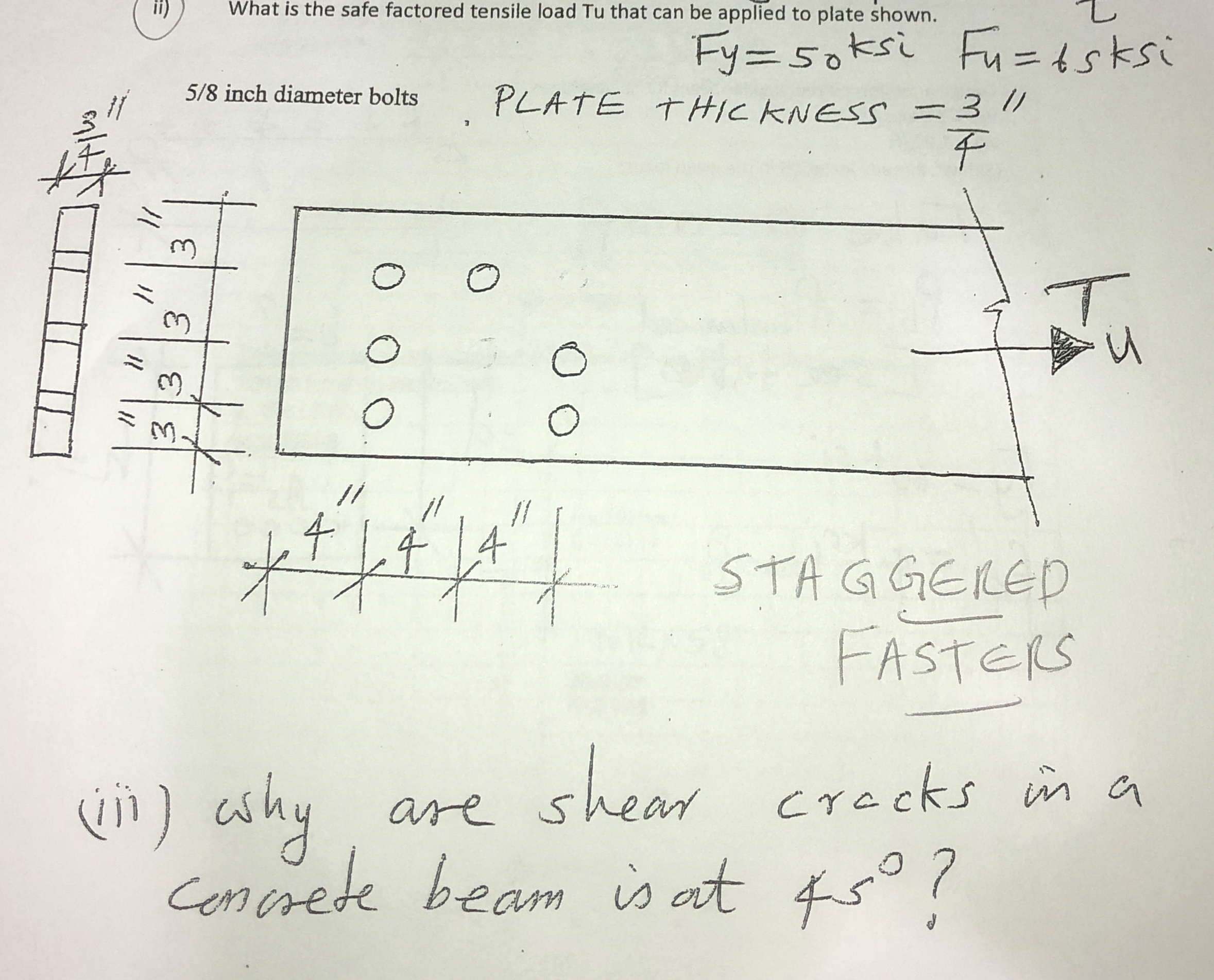 ( ii ) What is the safe factored tensile load Tu