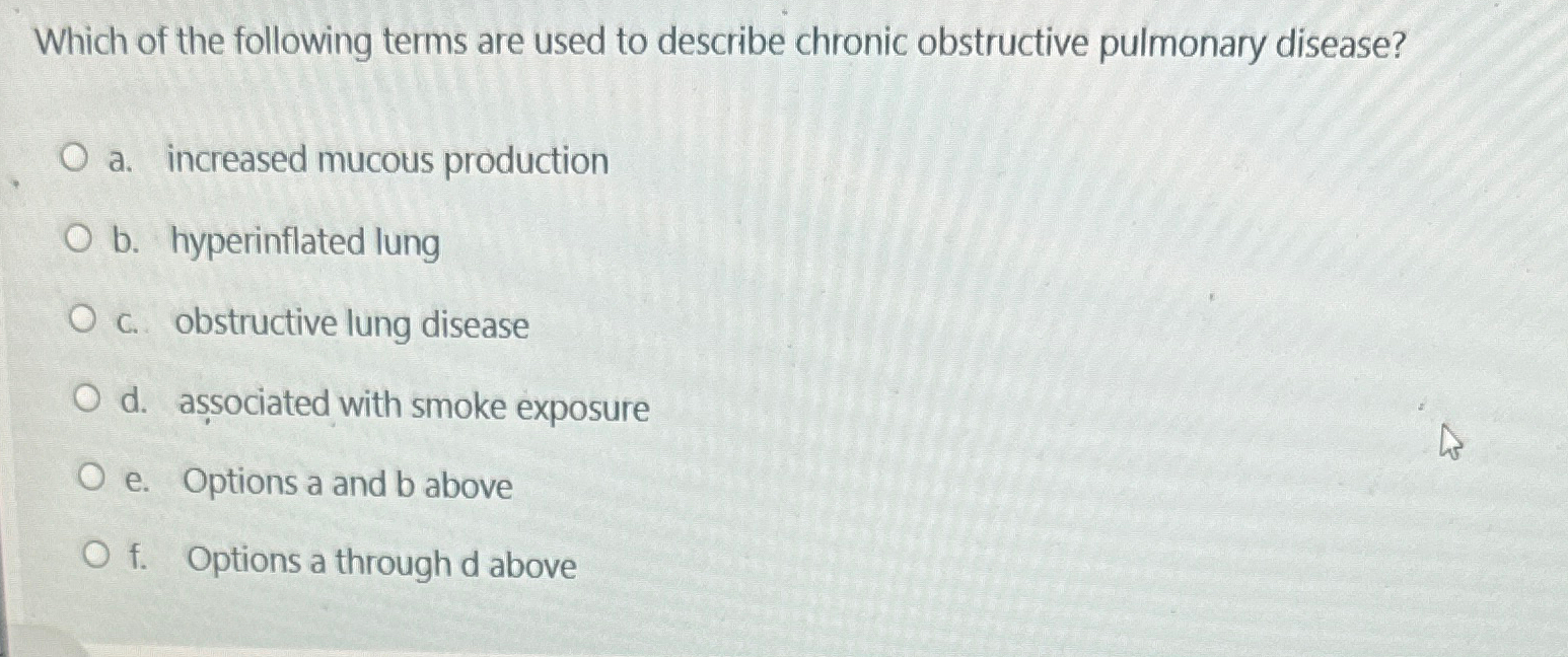 Which of the following terms are used to describe