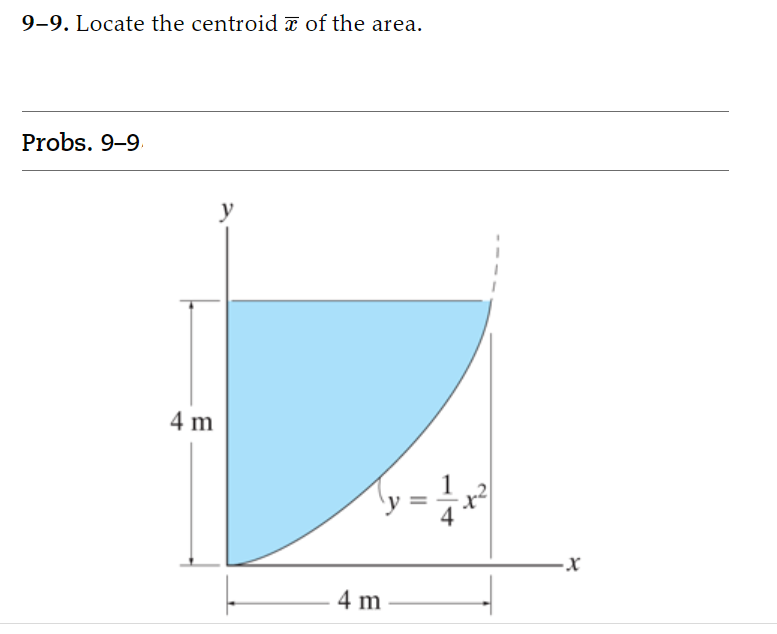 9 - 9 . Locate the centroid x of the area. Probs.