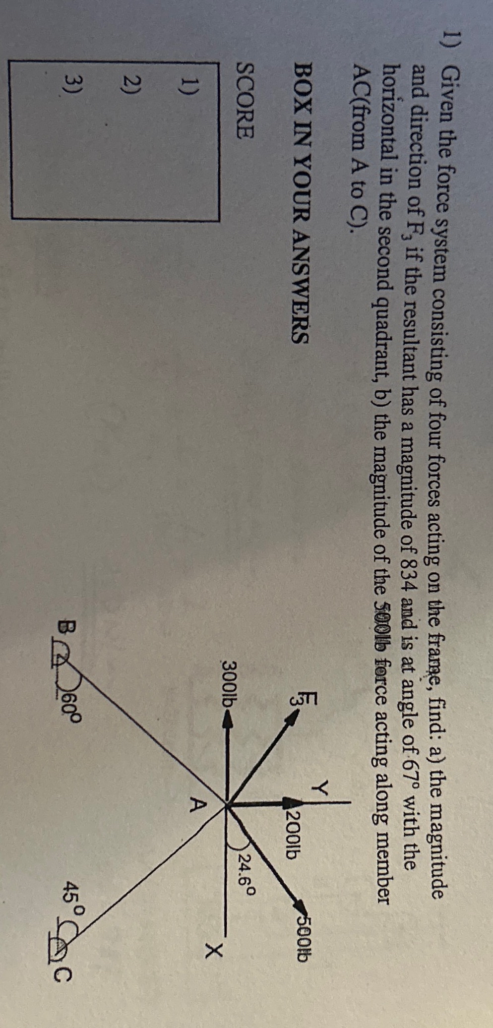 Given the force system consisting of four forces