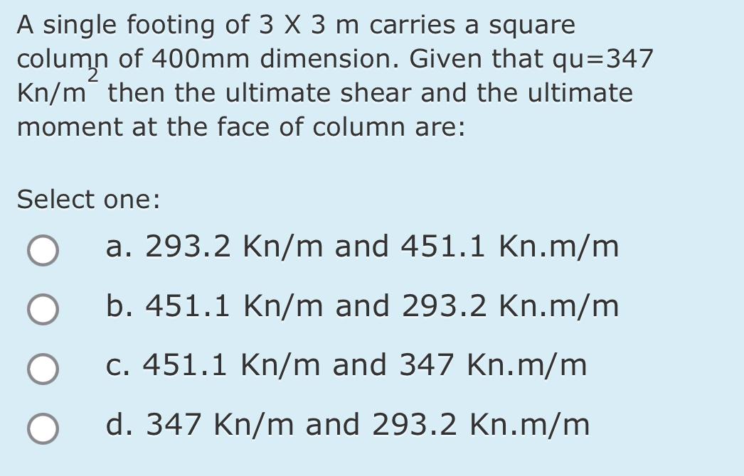 A single footing of 3 3 m carries a square column