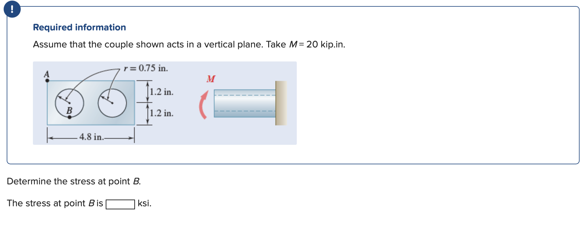 What is the stress at point A