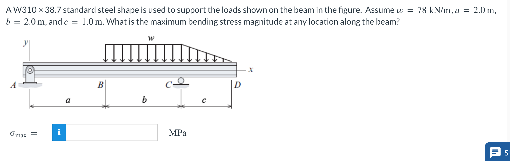 A W 3 1 0 3 8 . 7 standard steel shape is used to