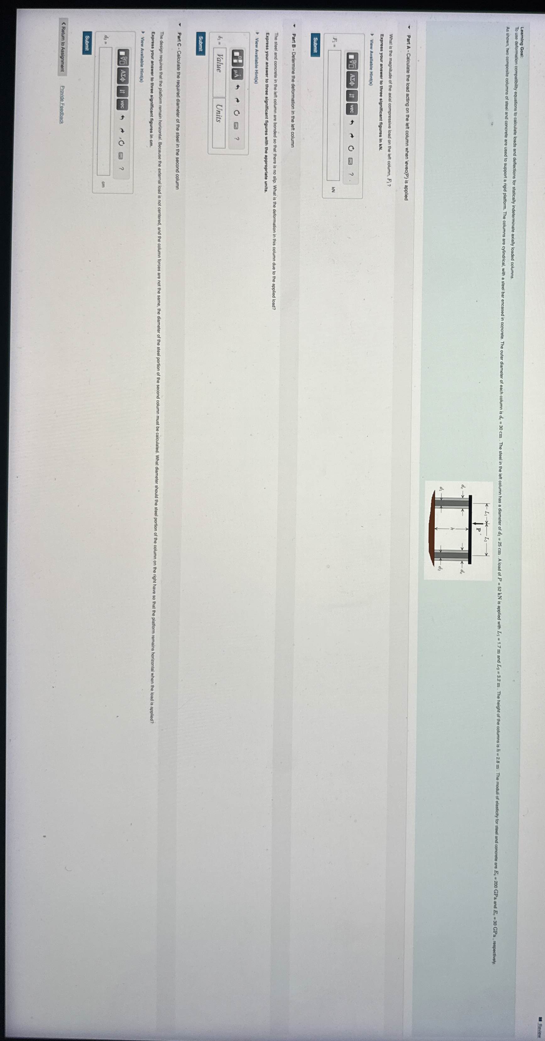 Part A - Calculate the load acting on the left