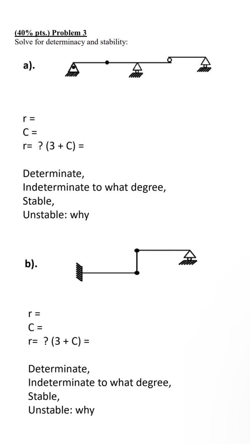 Problem 3 Solve for determinacy and stability: a