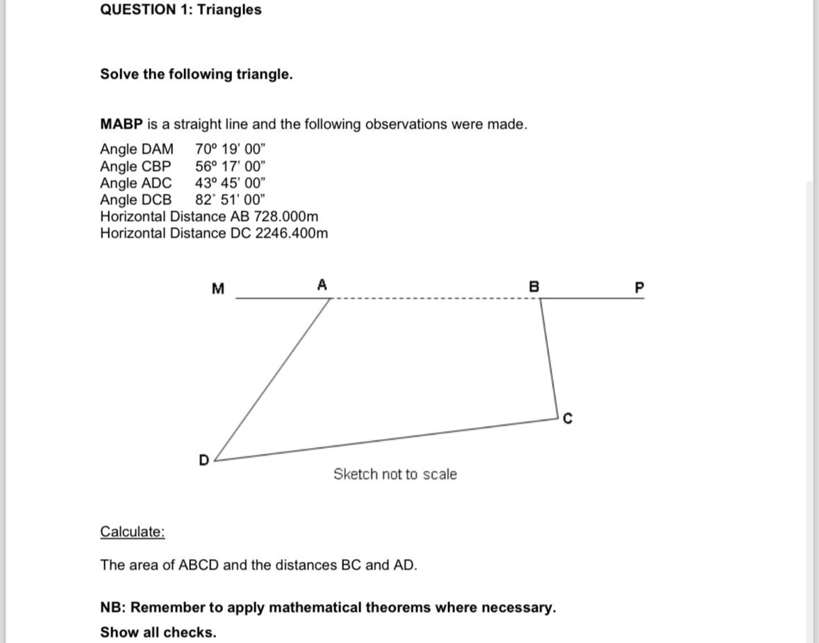 QUESTION 1 : Triangles Solve the following