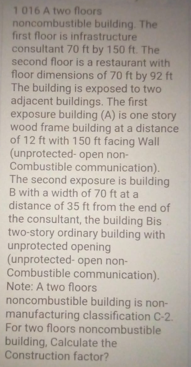 1 0 1 6 A two floors noncombustible building. The