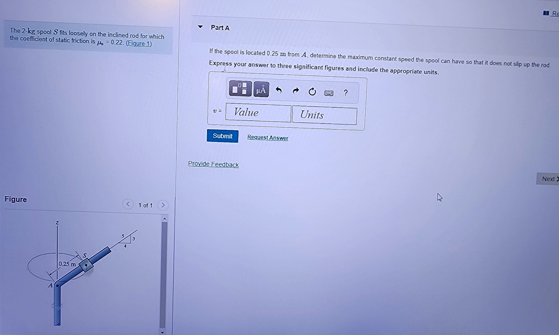 The 2 - kg spool S fits loosely on the inclined