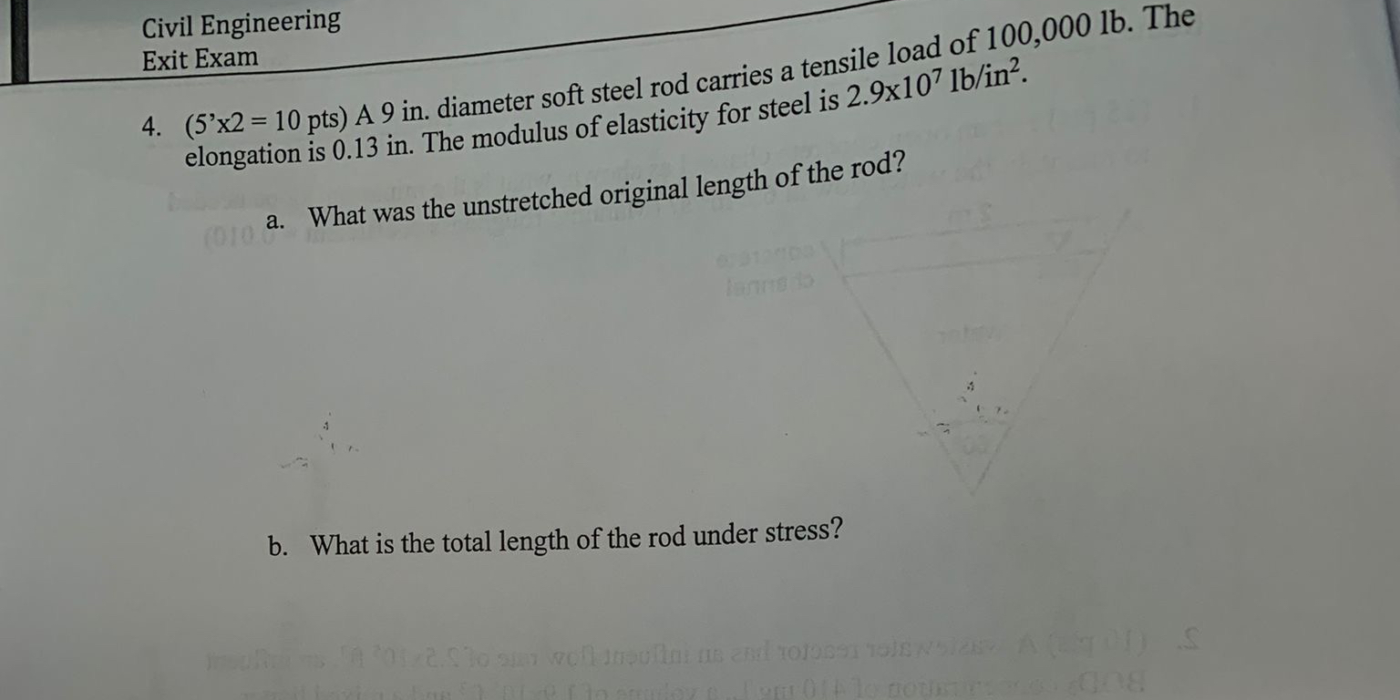 Civil Engineering Exit Exam 4 . ) = ( 1 0 p t s A