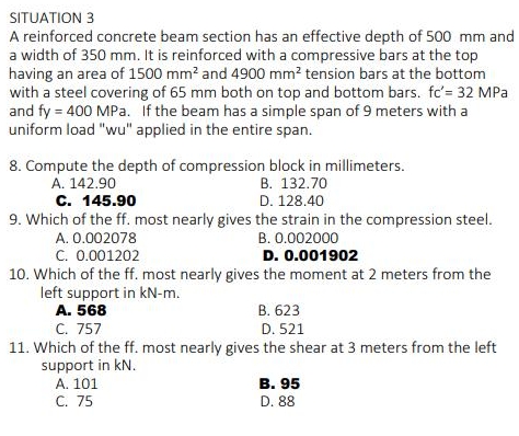 SITUATION 3 A reinforced concrete beam section