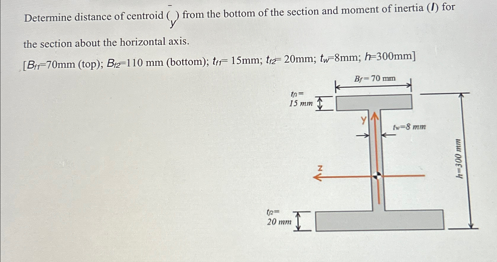 Determine distance of centroid ( y ) from the