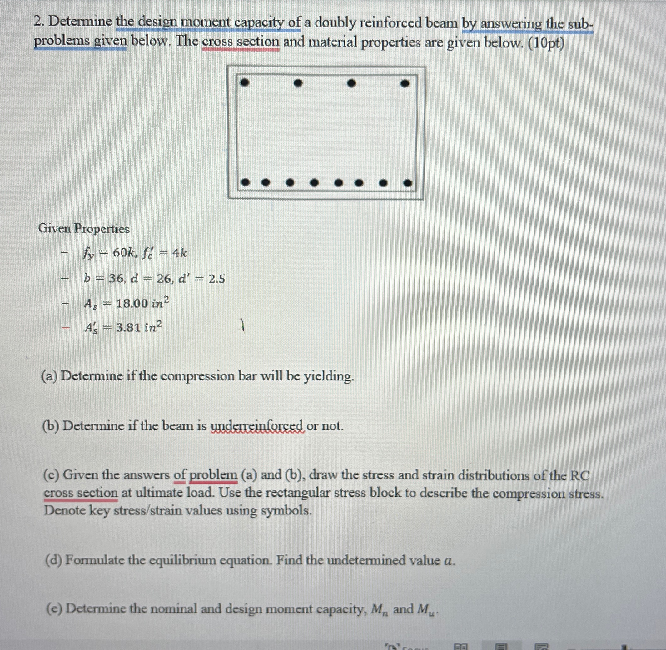 Solve all Determine the design moment capacity of