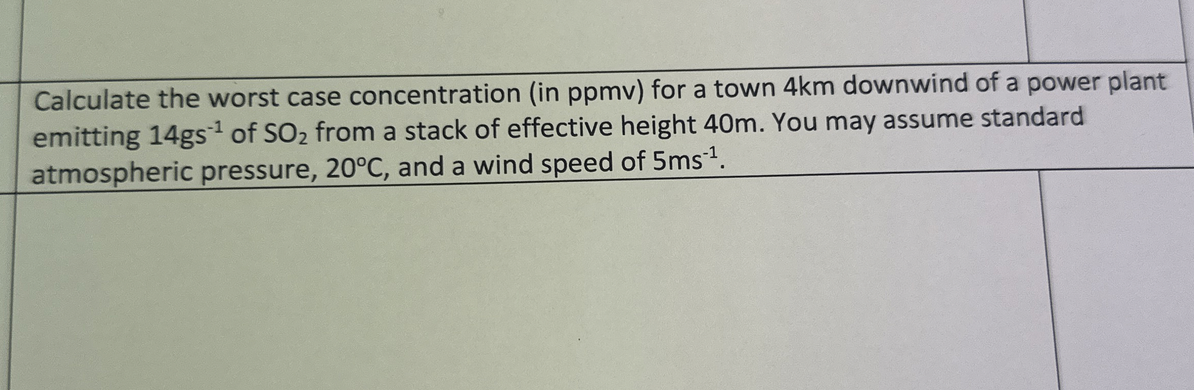 Calculate the worst case concentration ( in ppmv