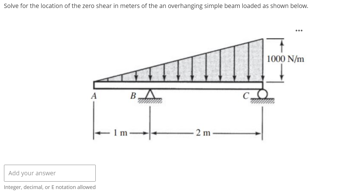 Solve for the location of the zero shear in