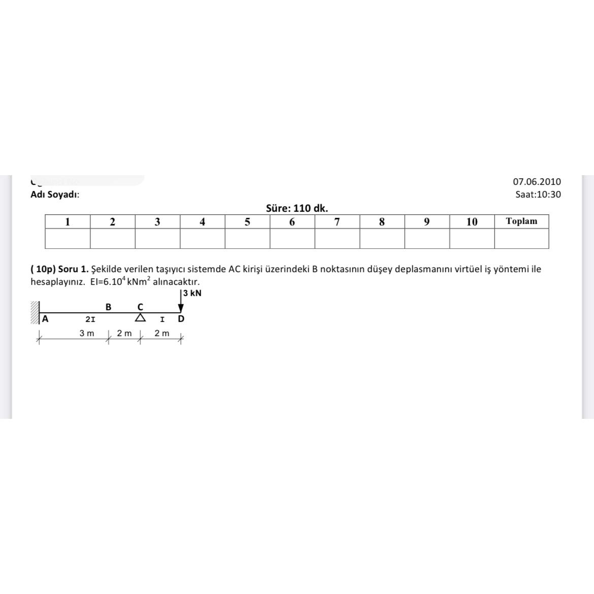Ad Soyad : 0 7 . 0 6 . 2 0 1 0 Saat: 1 0 : 3 0 \