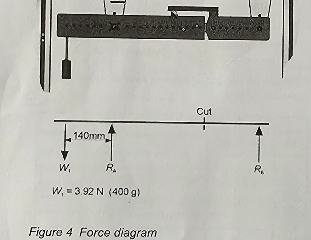 W 1 = 3 . 9 2 N ( 4 0 0 g ) draw the shear