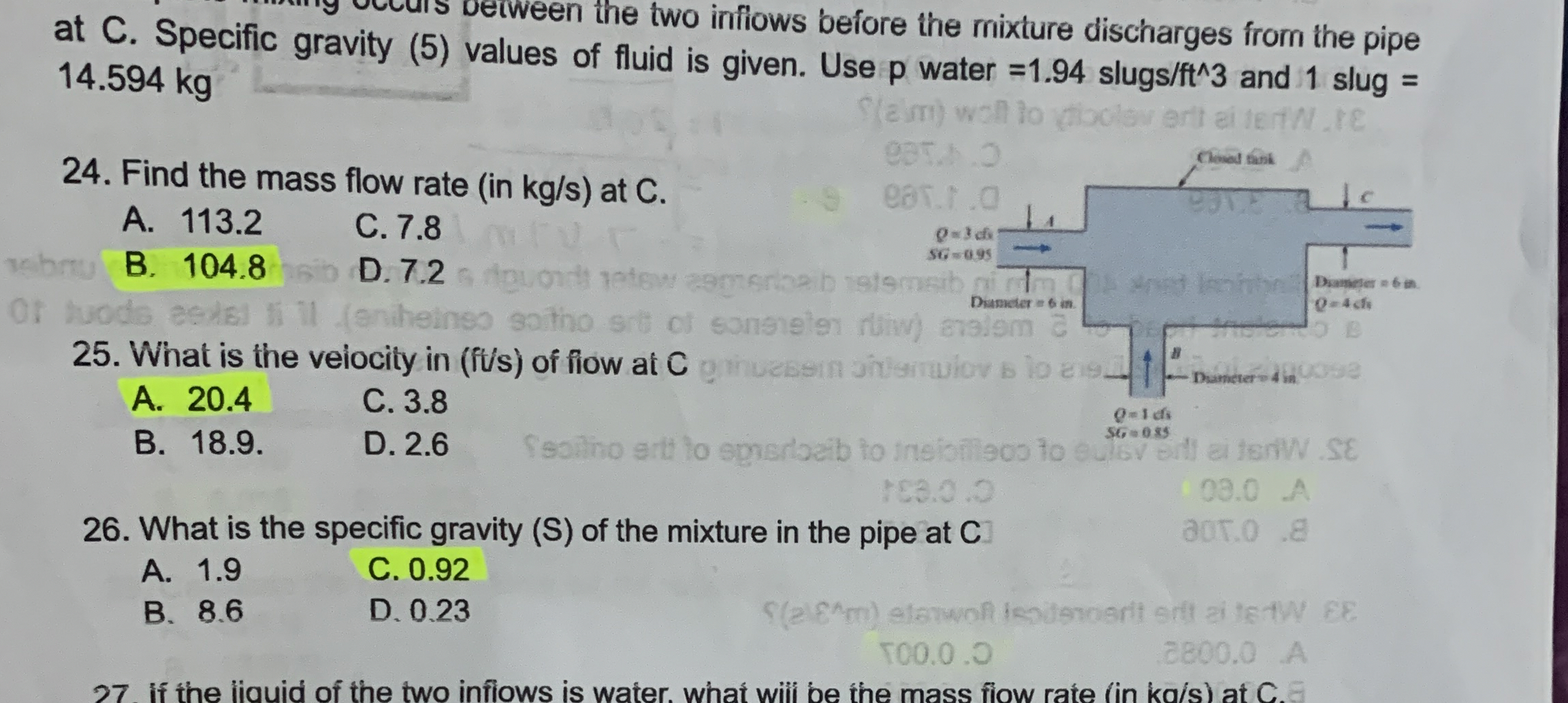 etween the two inflows before the mixture