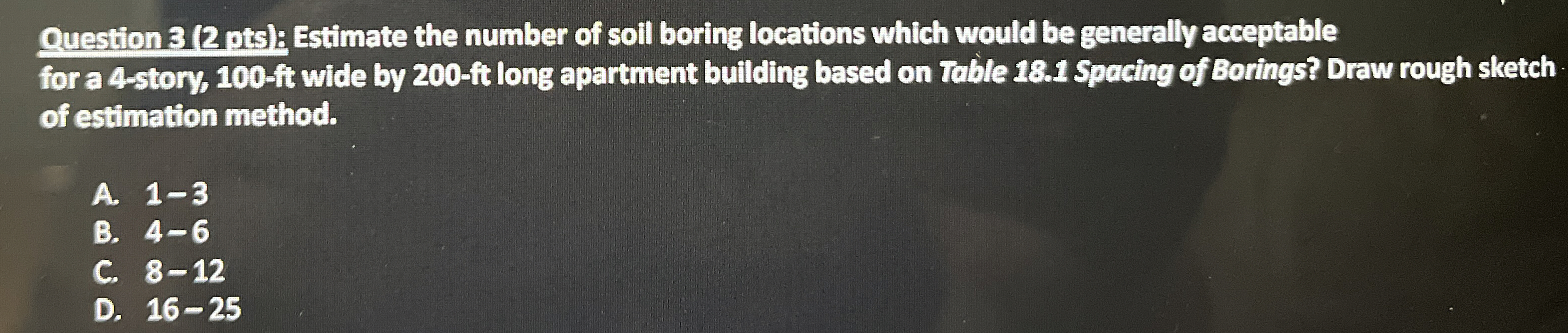 Question 3 ( 2 pts . s ) Estimate the number of