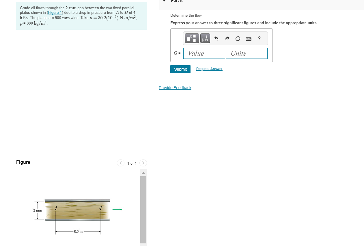 Crude oil flows through the 2 - mm gap between