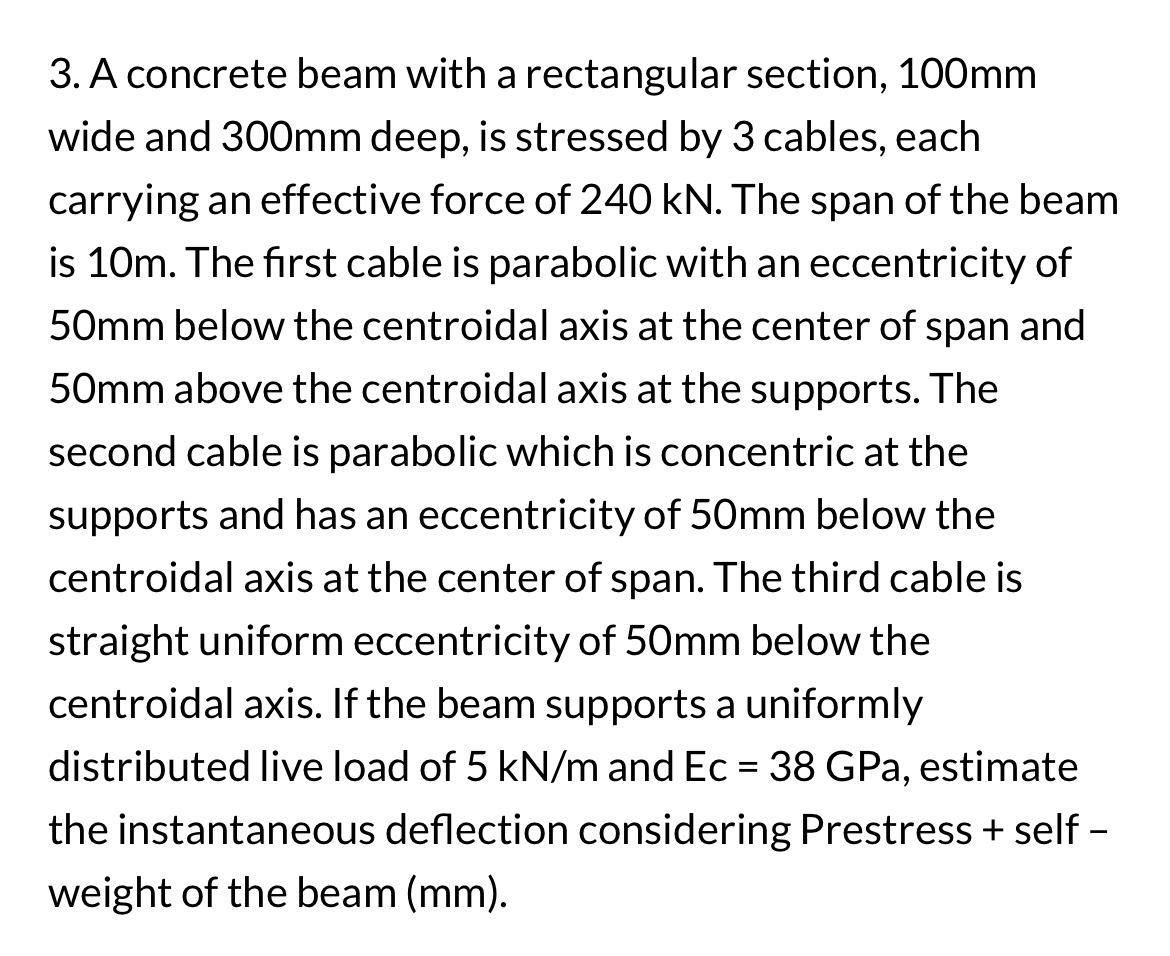 A concrete beam with a rectangular section, 1 0 0