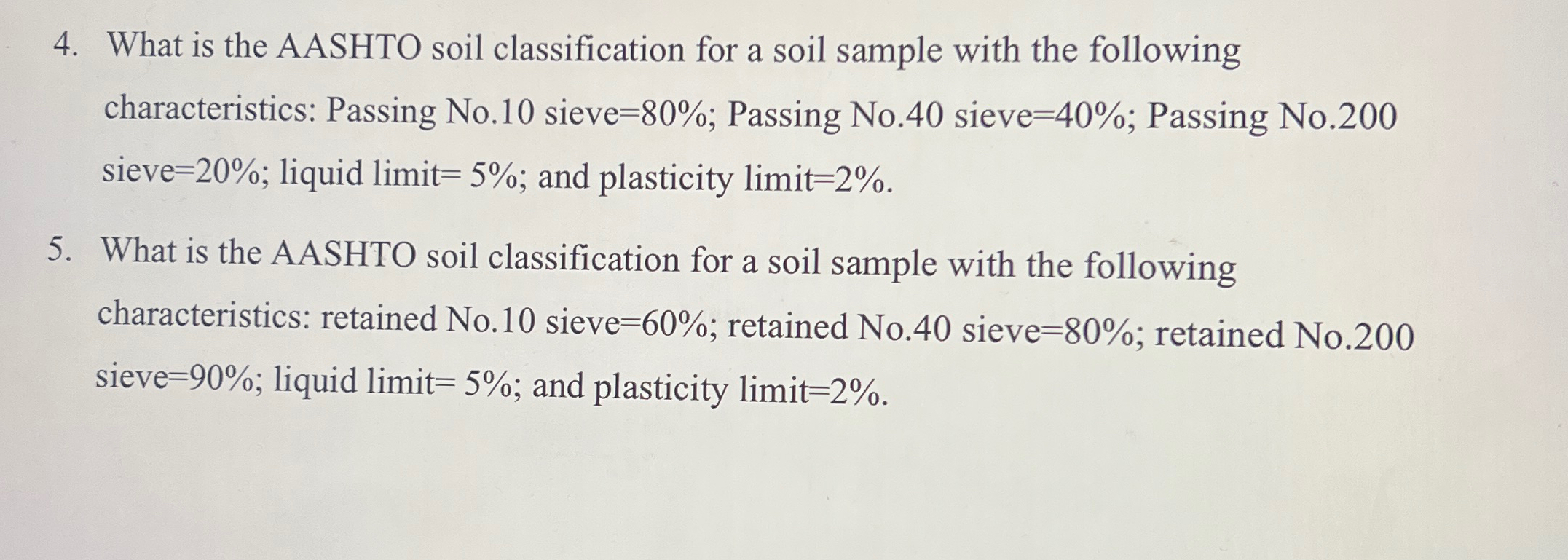 What is the AASHTO soil classification for a soil