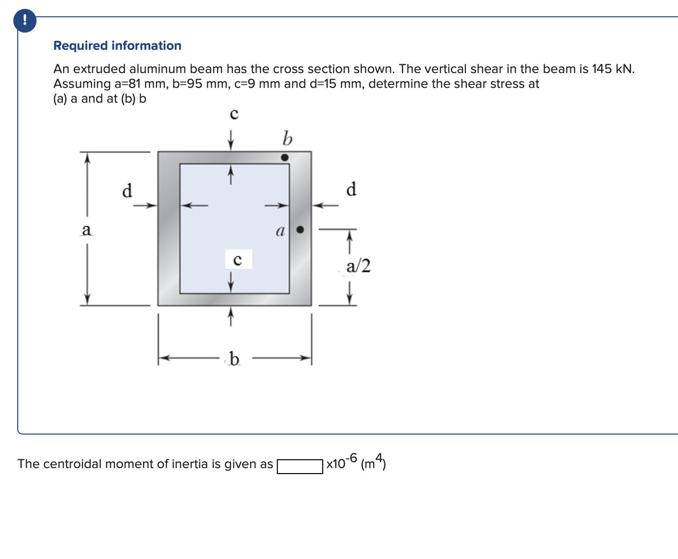Required information An extruded aluminum beam