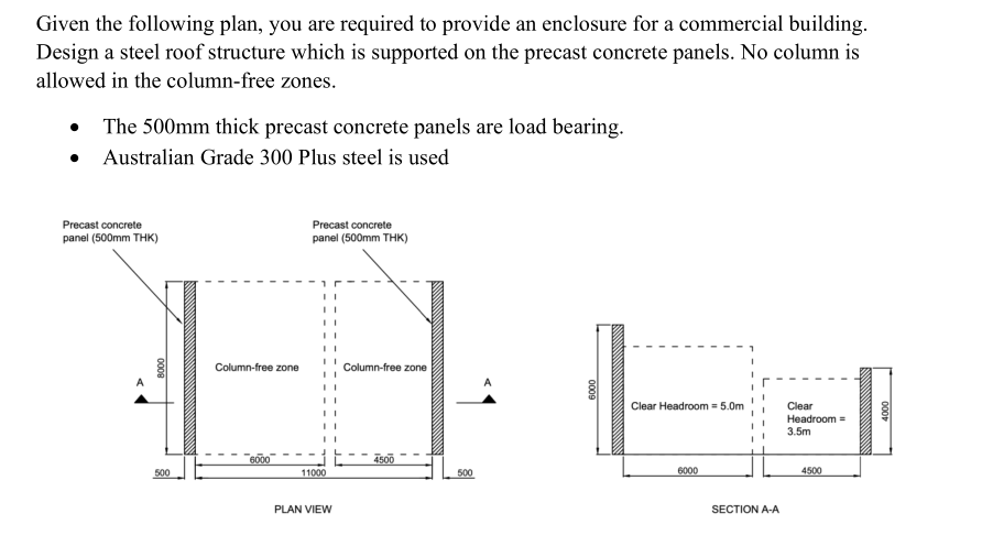 Provide hand sketches indicating all structural
