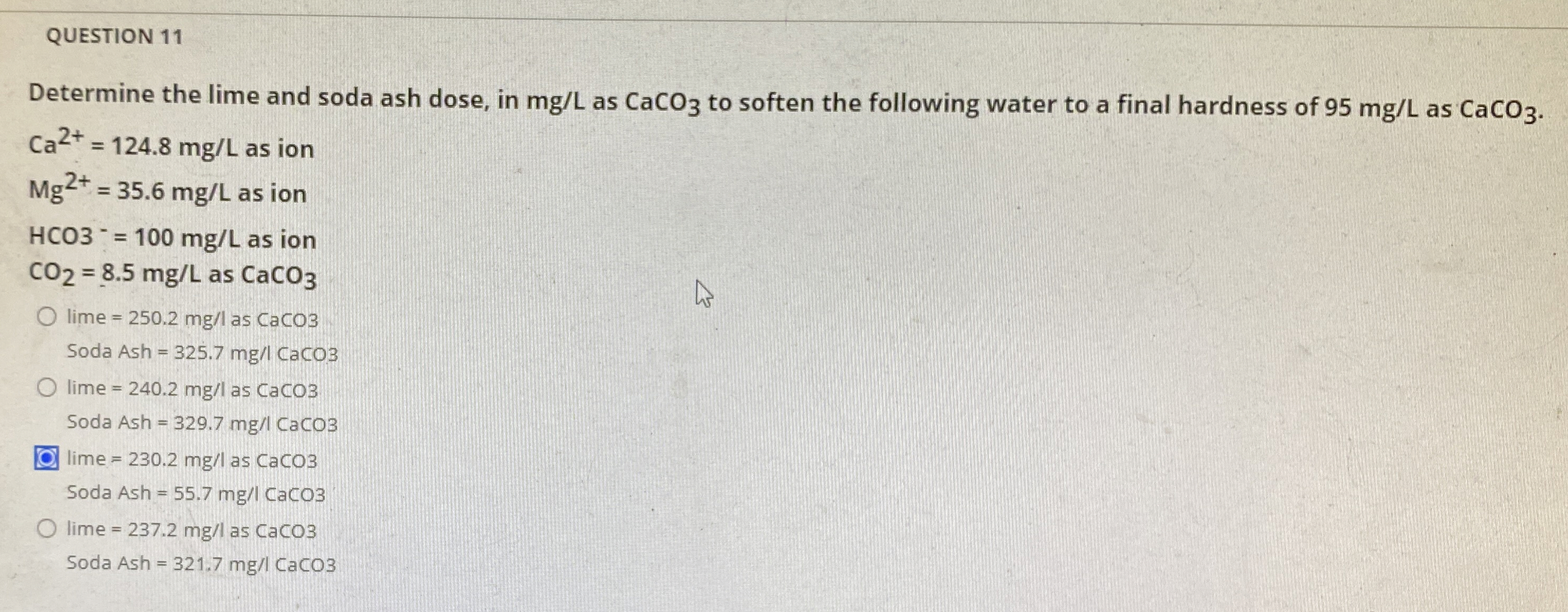 QUESTION 1 1 Determine the lime and soda ash