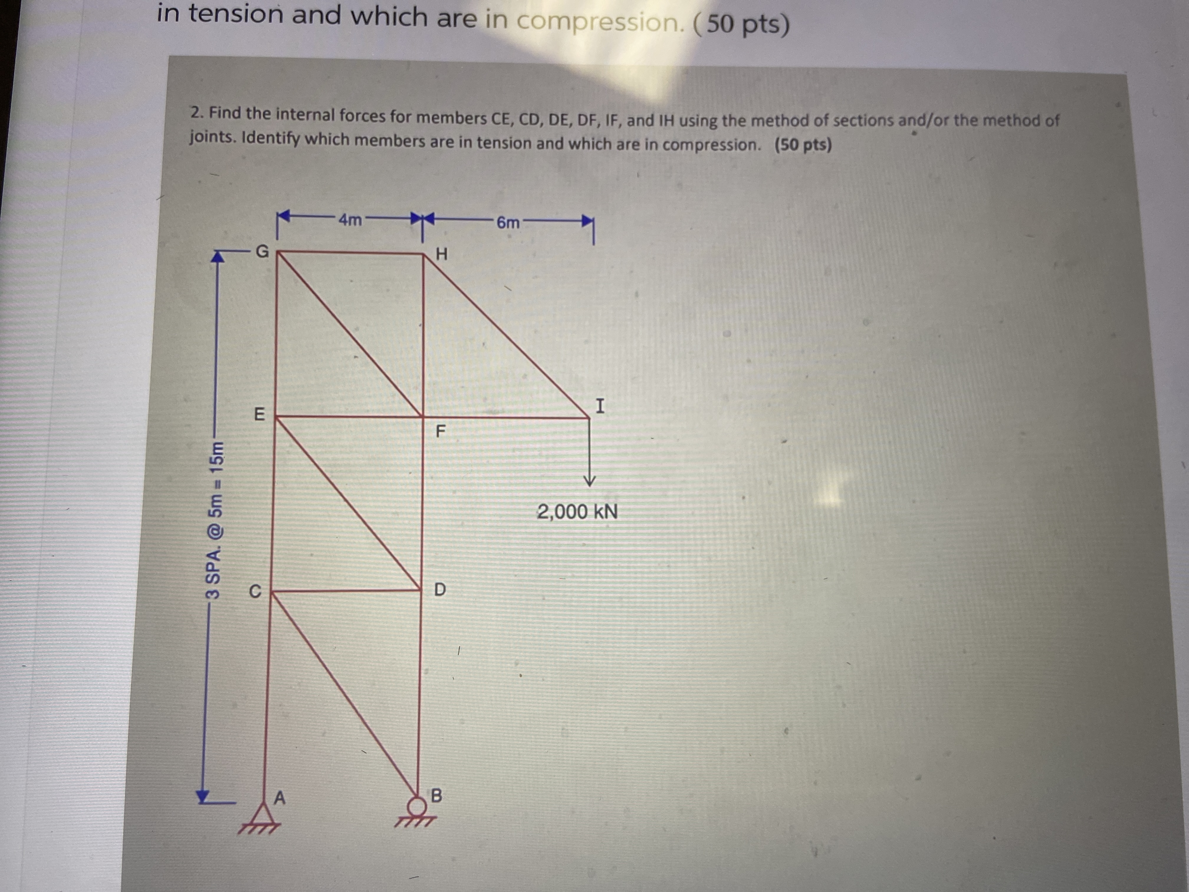 in tension and which are in compression. ( 5 0