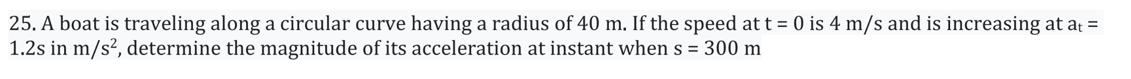 A boat is traveling along a circular curve having