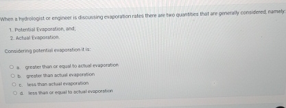 When a hydrologist on engineer is discussing