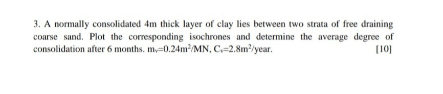 A normally consolidated 4 m thick layer of clay