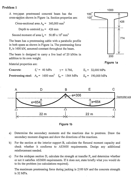 Problem 1 A two - span prestressed concrete beam