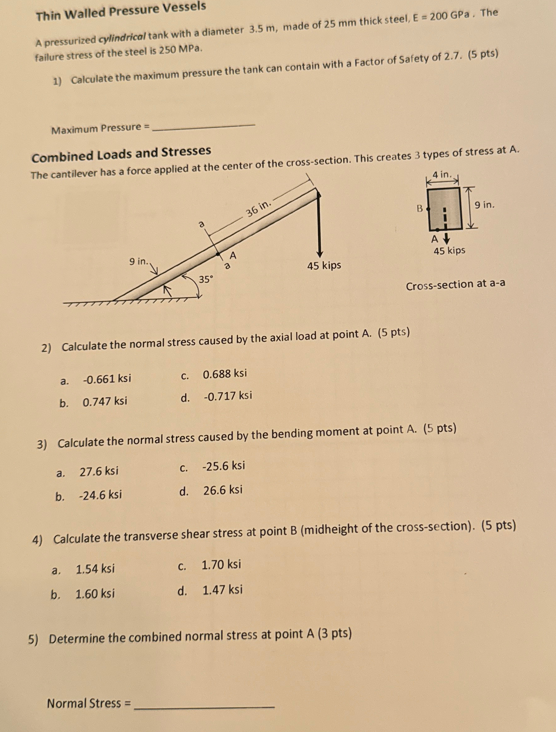 Thin Walled Pressure Vessels A pressurized