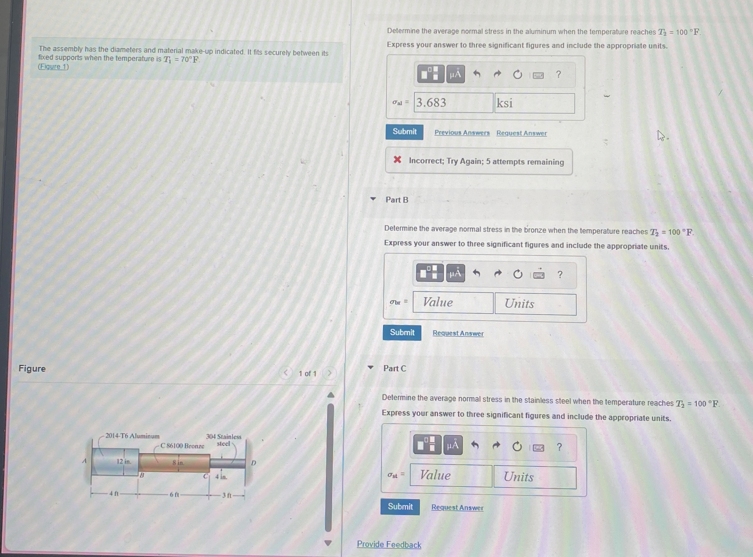 The assembly has the diameters and material make