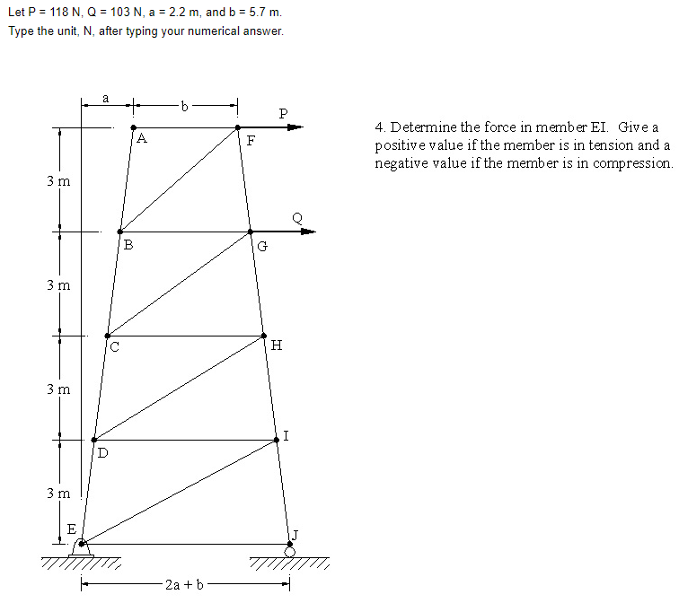Let P = 1 1 8 N , Q = 1 0 3 N , a = 2 . 2 m , and