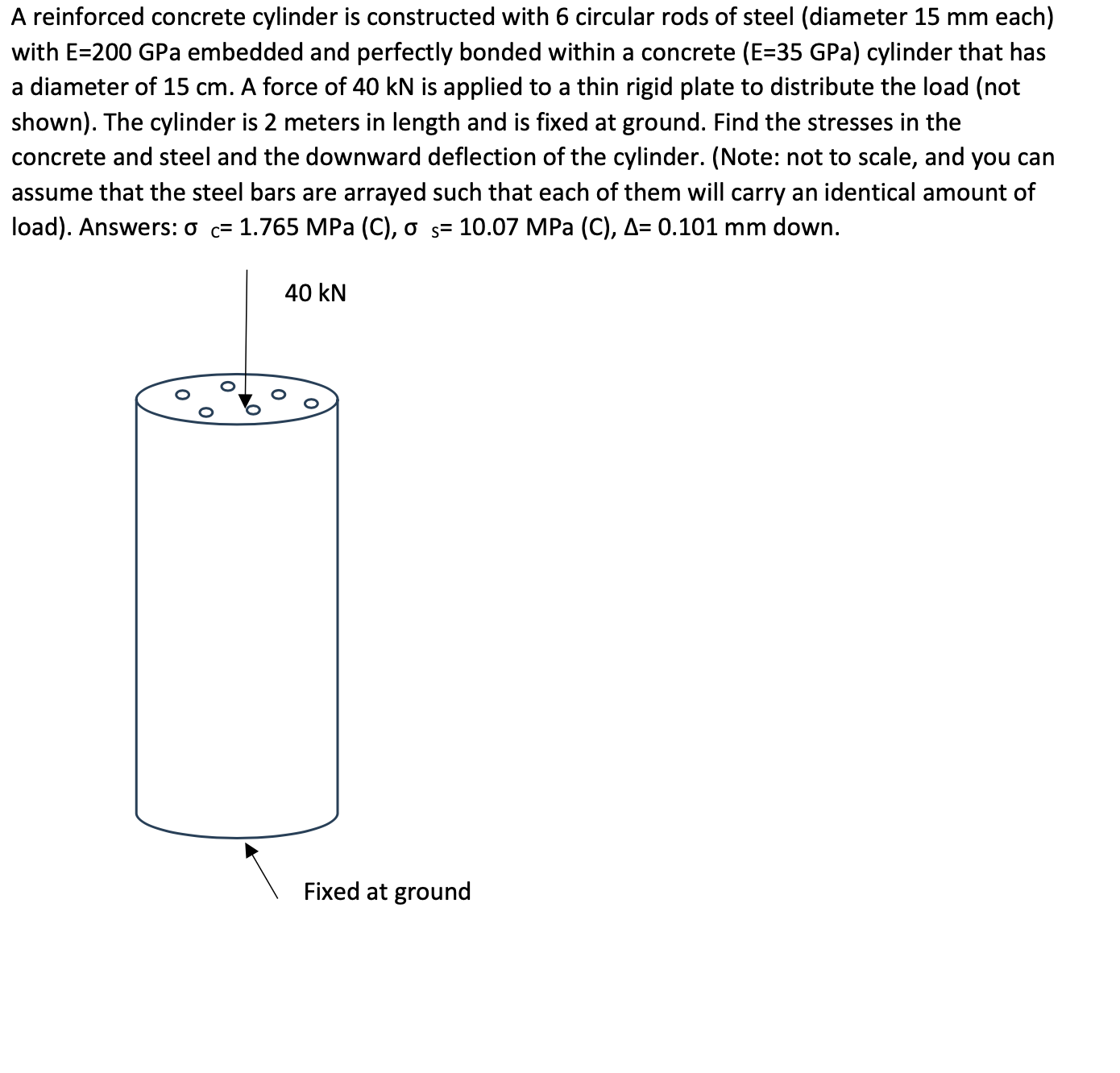 Show all steps: A reinforced concrete cylinder is