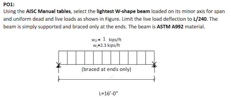 PO 1 : Using the AISC Manual tables, select the